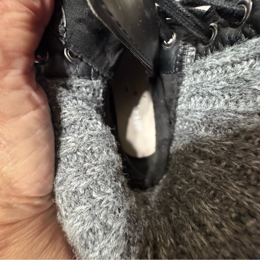 MIA Nicolas black combat boots with a knit cuff. - Picture 7 of 10